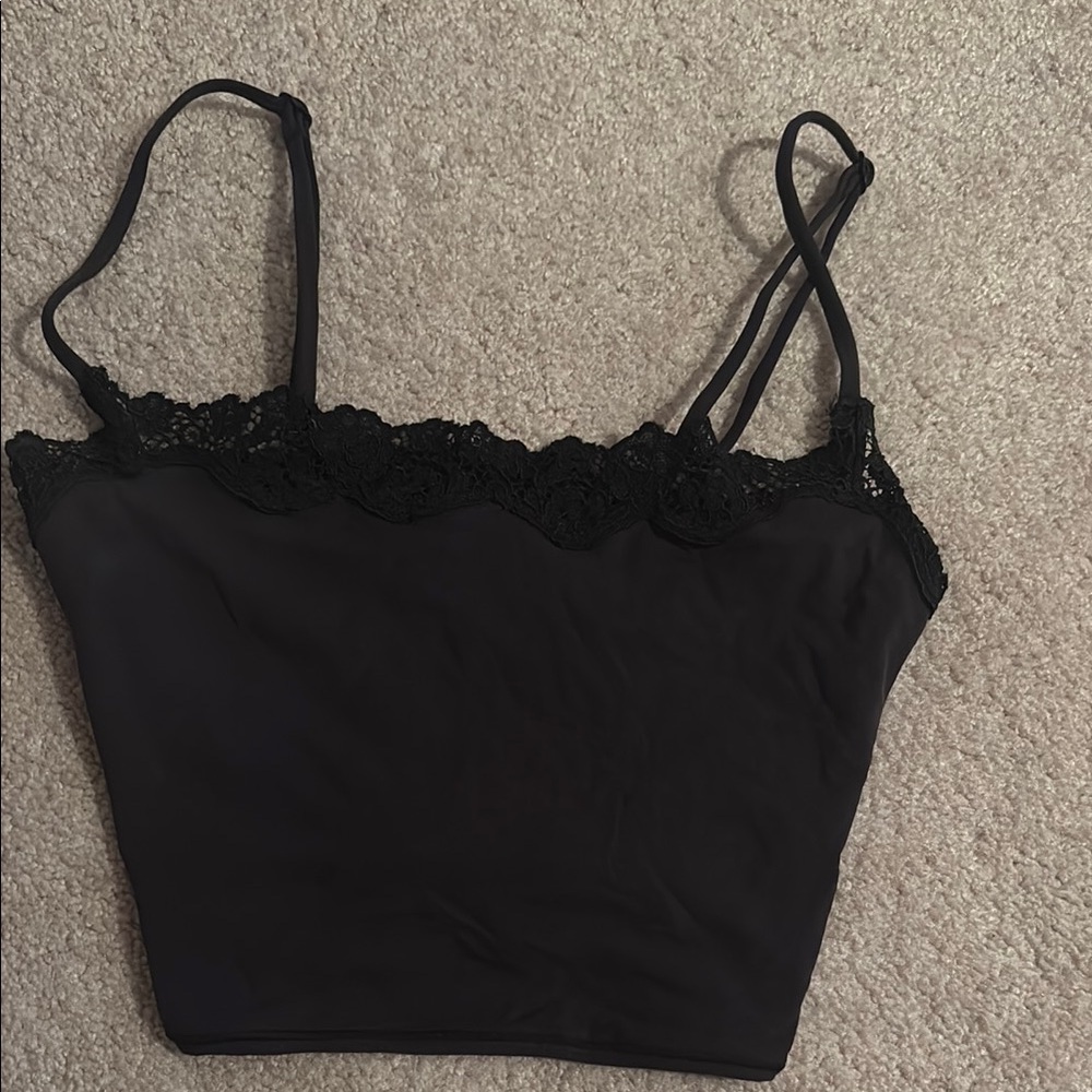 Elegant Black Lace Trim Women's Top